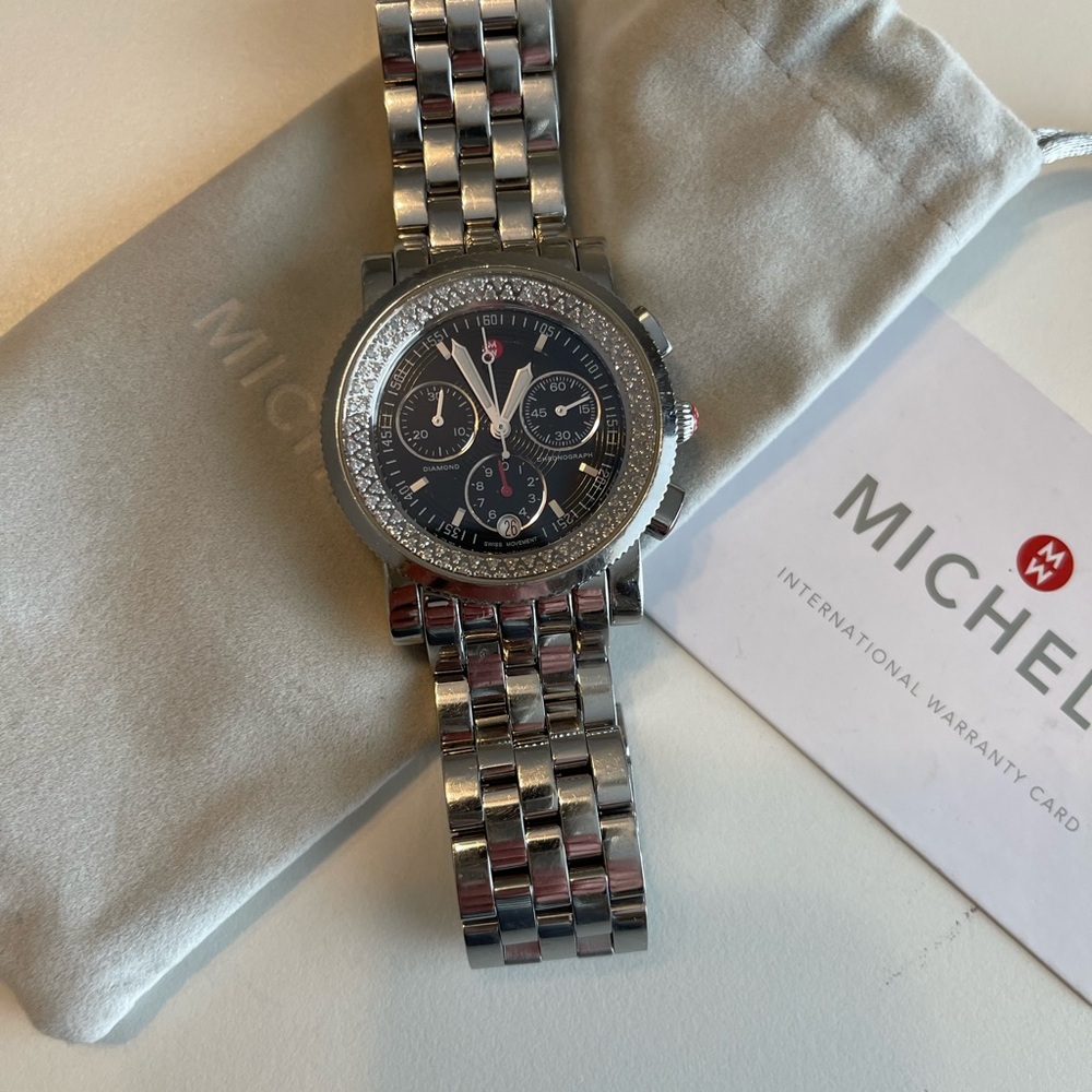 Michele Real Diamond UNISEX Sportsail Watch Black Face